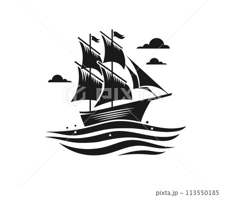 sailboat silhouette vintage symbol sailboat silhouette vintage symbol 113550185