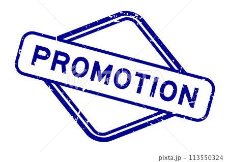 Grunge blue promotion word rubber seal stamp on white background 113550324