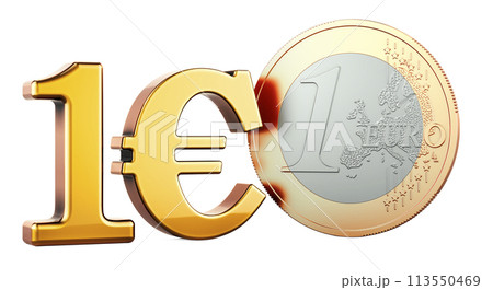 1 Euro Coin, 3D rendering 113550469