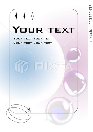 Bubble poster. Social media story. Gradient pastel colors. Iridescent soap spheres. Line circle. Aesthetic flyer. Network post. Simple space planet with star. Vector banner template Bubble poster. Social media story. Gradient pastel colors. Iridescent soap spheres. Line circle. Aesthetic flyer. Network post. Simple space planet with star. Vector banner template 113551458