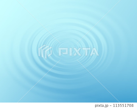 水の波紋イラスト素材　渦巻　青　水滴　　 113551708