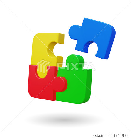 3d toy puzzle. Vector illustration. Jigsaw pieces connecting together. Business partnership or teamwork. Toy puzzle gift for kids. 3d toy puzzle. Vector illustration. Jigsaw pieces connecting together. Business partnership or teamwork. Toy puzzle gift for kids. 113551979