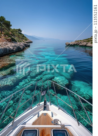 Boat Floating on Top of a Body of Water 113552161