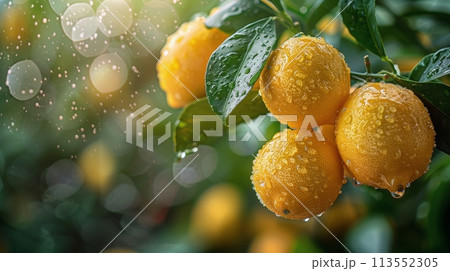 Abundant Orange Tree in Full Bloom 113552305