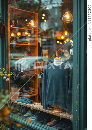 Assorted Coats and Jackets Hanging on a Rack in a Store 113552306