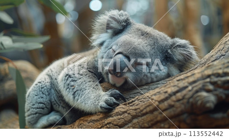 Koala Sleeping on Top of a Tree Branch Koala Sleeping on Top of a Tree Branch 113552442