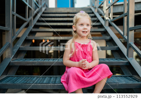 Child head with cochlear implant hearing aid. Hearing aid and medicine innovating technology and diversity concept. Copy space 113552929