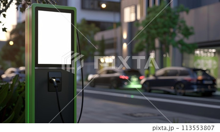 Charging Station Display Mockup, Sustainable Transport, AI Created 113553807
