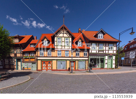 Medieval street in Wernigerode, Germany 113553939