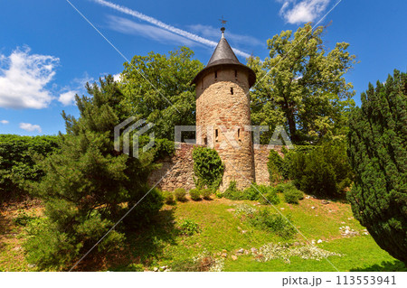 Medieval tower Stadtmauerturm in Wernigerode, Germany 113553941