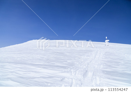 快晴の雪景色・谷川岳山頂付近のケルン 113554247