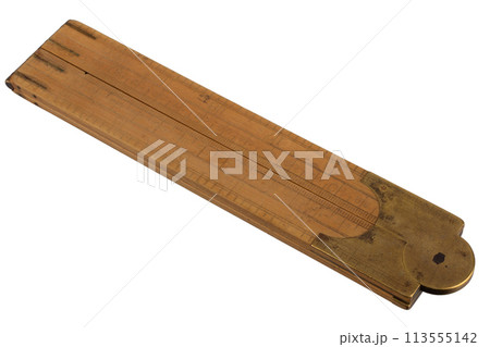 Vintage old folding ruler. Vintage old folding ruler. 113555142