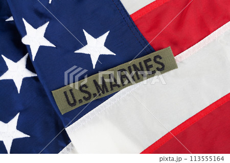 U.S. MARINES Branch Tape on national USA flag U.S. MARINES Branch Tape on national USA flag 113555164