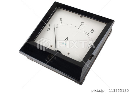 Close-up of an vintage ancient ammeter 113555180