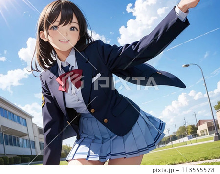 さわやかな笑顔の女子高生 さわやかな笑顔の女子高生 113555578