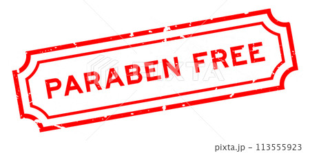 Grunge red paraben free word square rubber stamp on white background Grunge red paraben free word square rubber stamp on white background 113555923