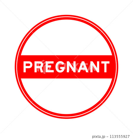 Red color round seal sticker in word pregnant on white background 113555927