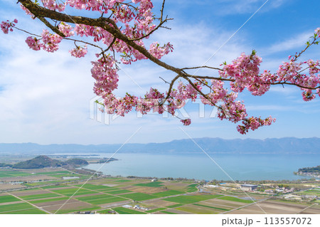 八幡山から望む春の琵琶湖(滋賀県近江八幡市) 八幡山から望む春の琵琶湖(滋賀県近江八幡市) 113557072