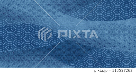和柄 文様 青 背景 和柄 文様 青 背景 113557262