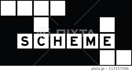 Alphabet letter in word scheme on crossword puzzle background 113557566