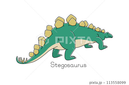 かわいい恐竜ステゴザウルス　横向き（カラー） 113558099