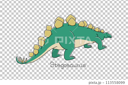 かわいい恐竜ステゴザウルス　横向き（カラー） 113558099