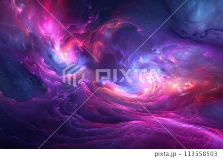 A beautiful space nebula with vibrant colors. 113558503