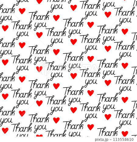 Thank you Thanksgiving lettering with red heart shape Seamless pattern Abstract background Texture 113558610