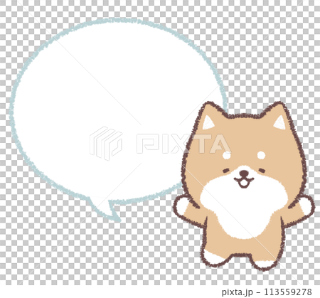 快樂的柴犬和語音氣泡線畫 113559278