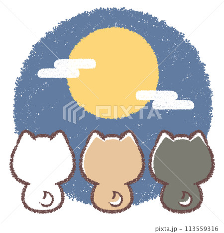 後ろ姿の月見柴犬と黒柴犬と白柴犬 113559316