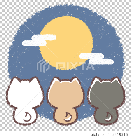 後ろ姿の月見柴犬と黒柴犬と白柴犬 113559316