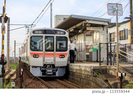 武豊線、尾張森岡駅に停車中の315系車輌 113559344