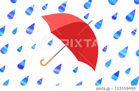 水彩風雨と傘のイラスト 水彩風雨と傘のイラスト 113559499