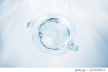Transparent blue liquid bubble, 3d rendering. 113559557