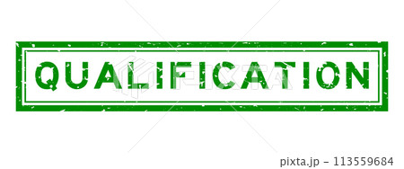 Grunge green qualification word square rubber seal stamp on white background Grunge green qualification word square rubber seal stamp on white background 113559684