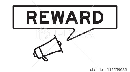 Megaphone icon with speech bubble in word reward on white background Megaphone icon with speech bubble in word reward on white background 113559686
