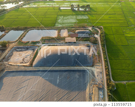 Covered lagoon digester for biogas production from poultry farm. 113559715