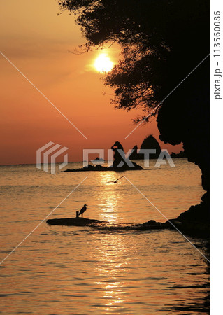 美しい海岸の島々の向こうに落日 美しい海岸の島々の向こうに落日 113560086