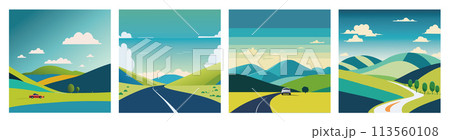 広大なドライブ風景セット 113560108