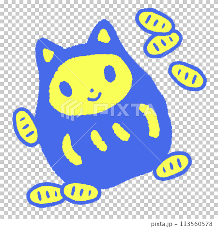 Daruma cat and gold coin 113560578
