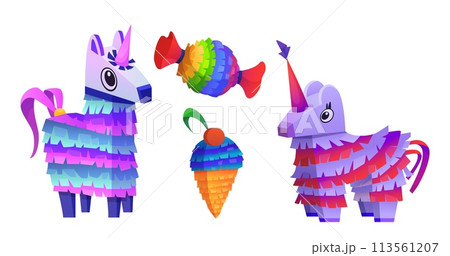 Mexican pinata game icon for birthday party vector Mexican pinata game icon for birthday party vector 113561207