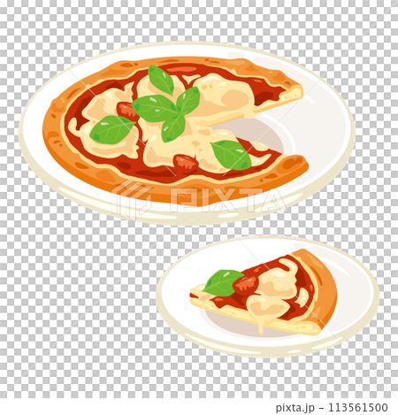 Margherita pizza served on a small plate 113561500