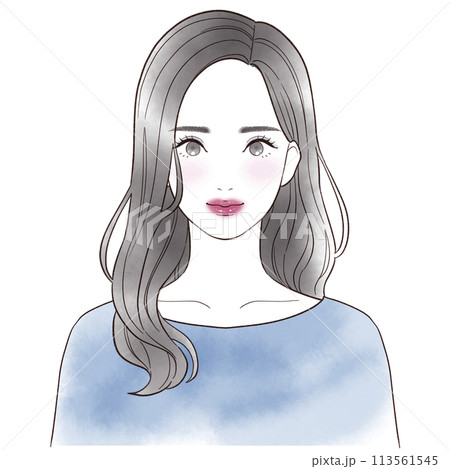パーソナルカラー冬タイプイメージの女性イラスト 113561545