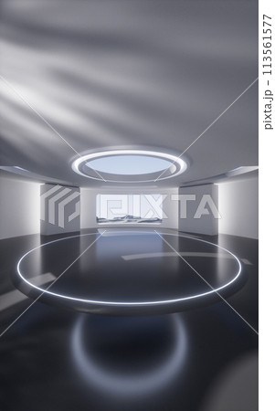 Empty creative round room background, 3d rendering. 113561577