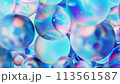 Background with glass spheres with colorful reflections and refractions 3d render. 113561587