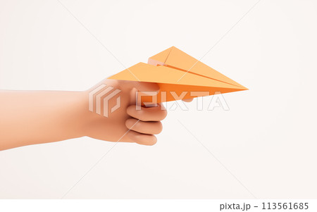 Paper plane in a hand, 3d rendering. 113561685