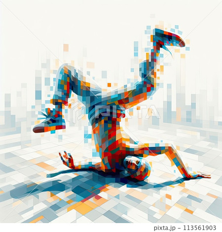 Hip-hop dancer in color block isolated with...のイラスト素材 [113561903] - PIXTA