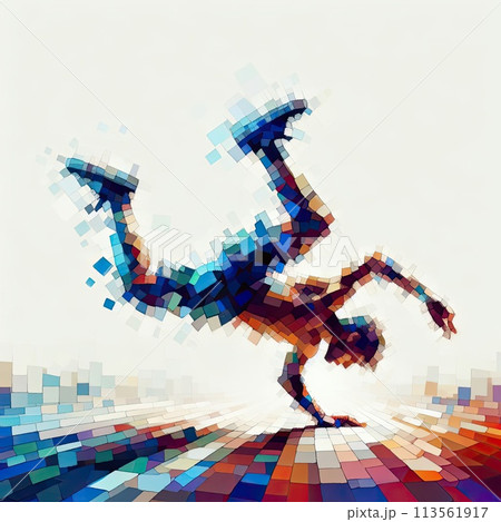 Hip-hop dancer in color block isolated with Generative AI. 113561917