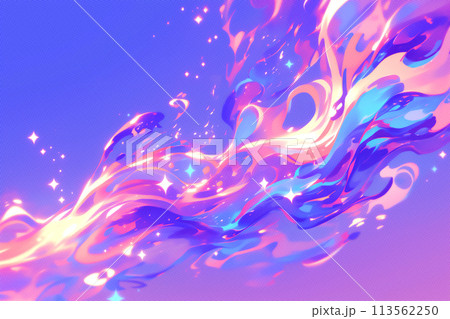 幻想的な流動するネオンカラーの液体 113562250