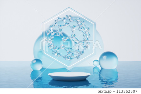 Molecule and water surface, 3d rendering. 113562307